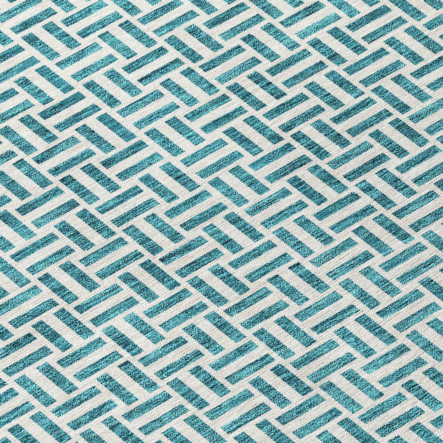 Tabselect Home Line 8' Teal Blue And Silver Round Geometric Washable Indoor Outdoor Area Rug