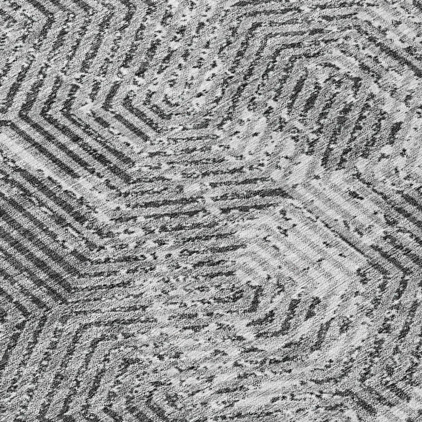 Tabselect Home Line 8' Gray And Charcoal Round Geometric Washable Indoor Outdoor Area Rug