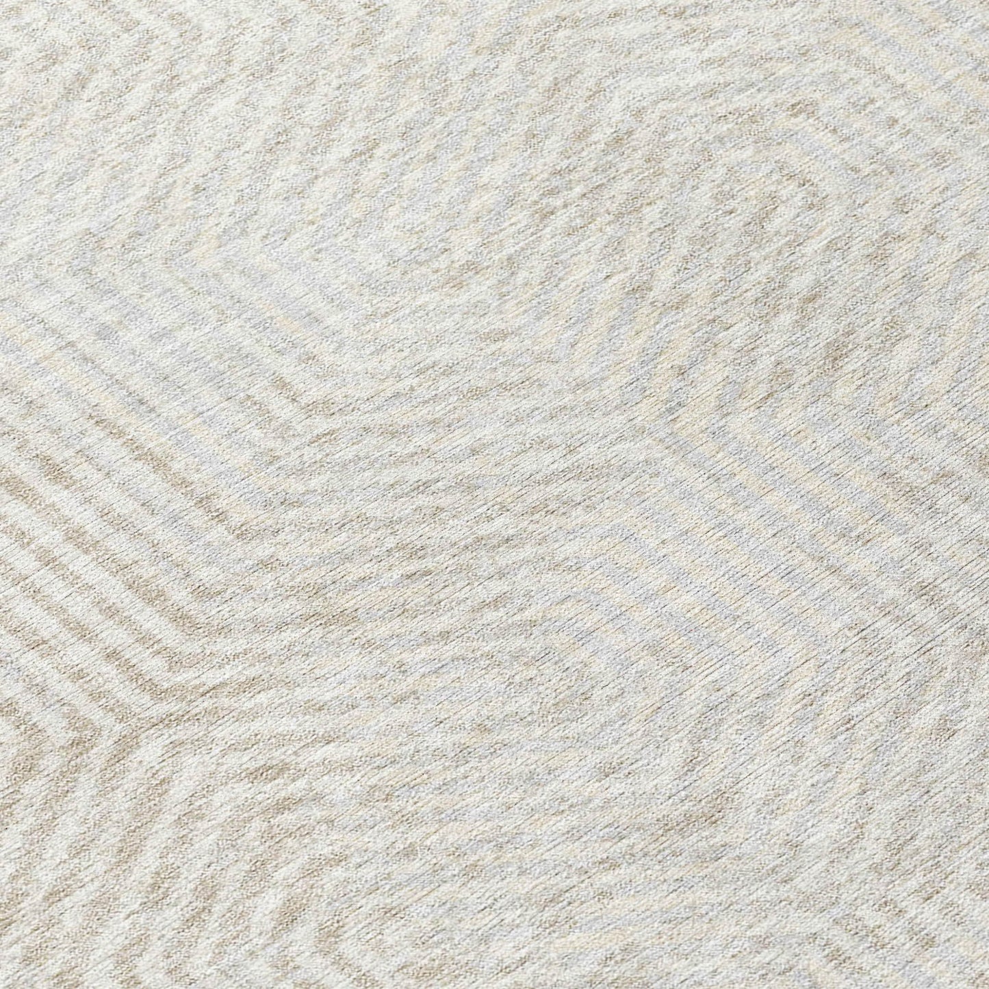 Tabselect Home Line 8' Ivory And Gray Round Geometric Washable Indoor Outdoor Area Rug