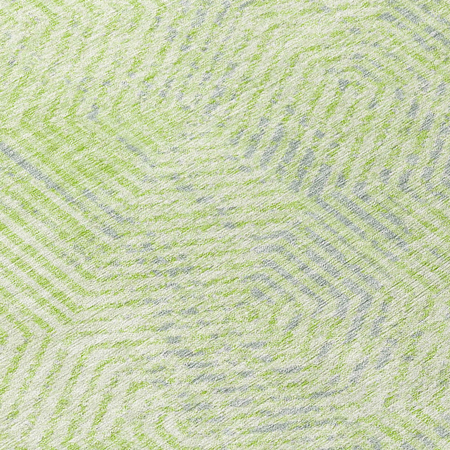 Tabselect Home Line 8' Lime Green Gray And Ivory Round Geometric Washable Indoor Outdoor Area Rug