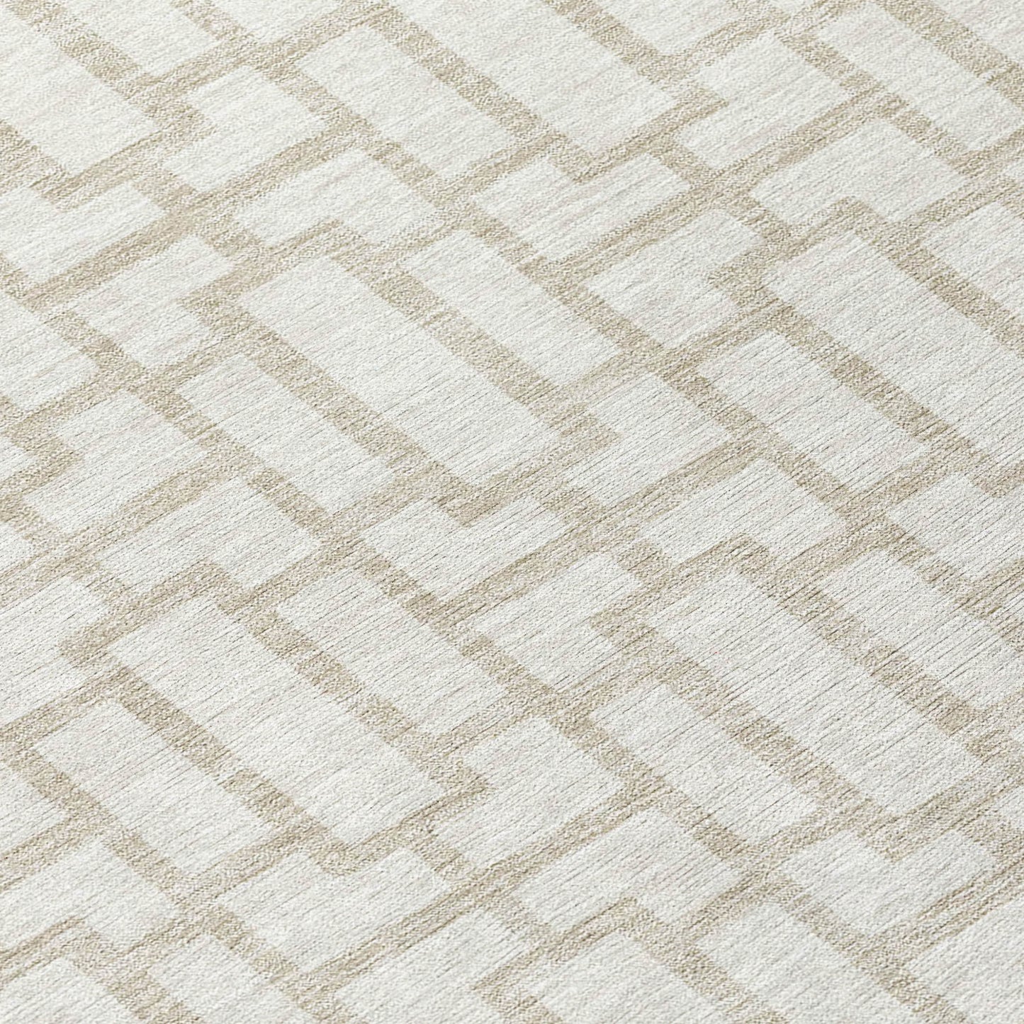 Tabselect Home Line 8' Ivory And Beige Round Geometric Washable Indoor Outdoor Area Rug