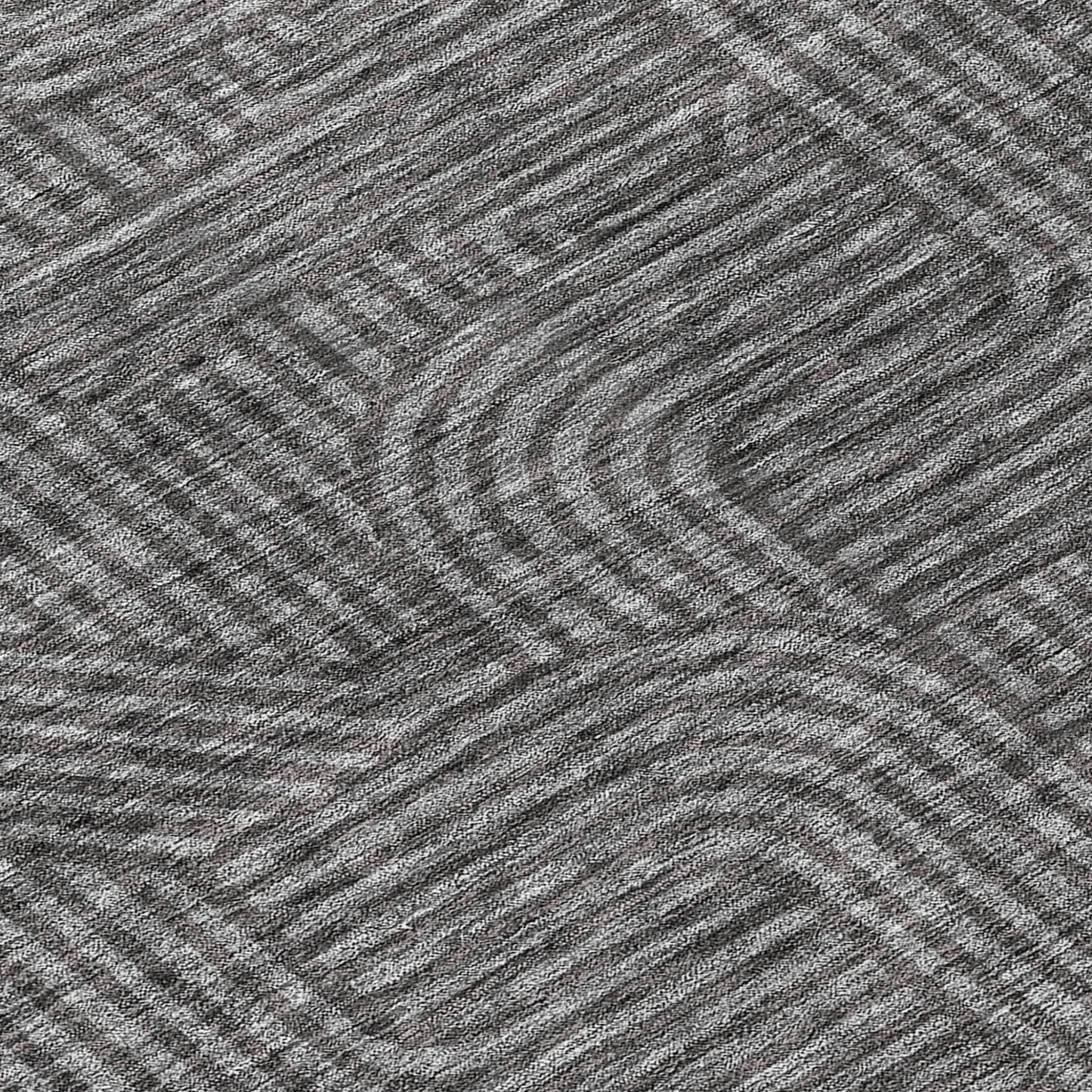 Tabselect Home Line 8' Charcoal And Gray Round Abstract Washable Indoor Outdoor Area Rug