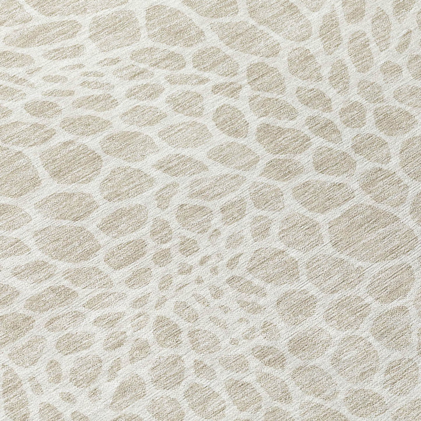 Tabselect Home Line 8' Beige And Ivory Round Geometric Washable Indoor Outdoor Area Rug