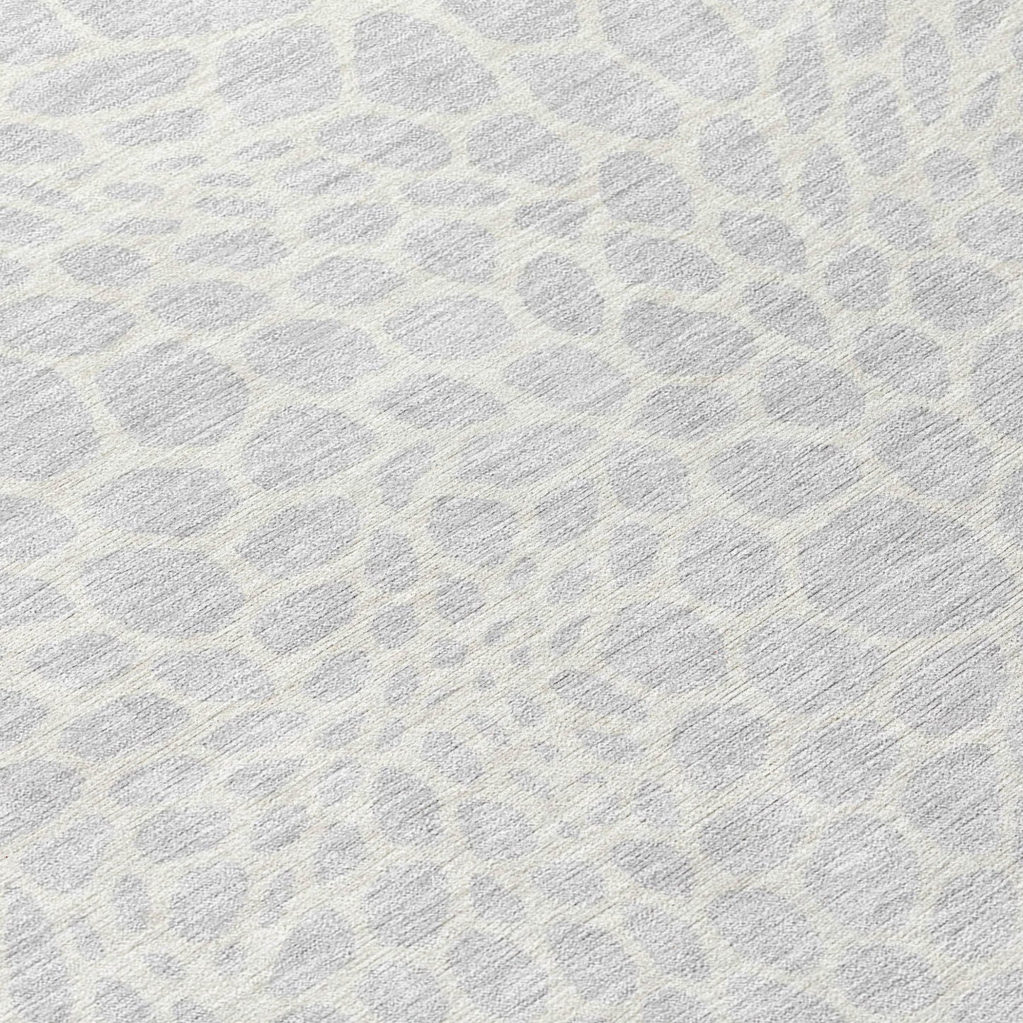 Tabselect Home Line 8' Silver And Gray Round Geometric Washable Indoor Outdoor Area Rug