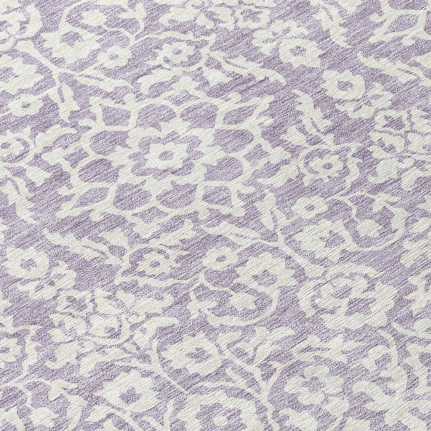 Tabselect Home Line 8' Lavender And Ivory Round Damask Washable Indoor Outdoor Area Rug