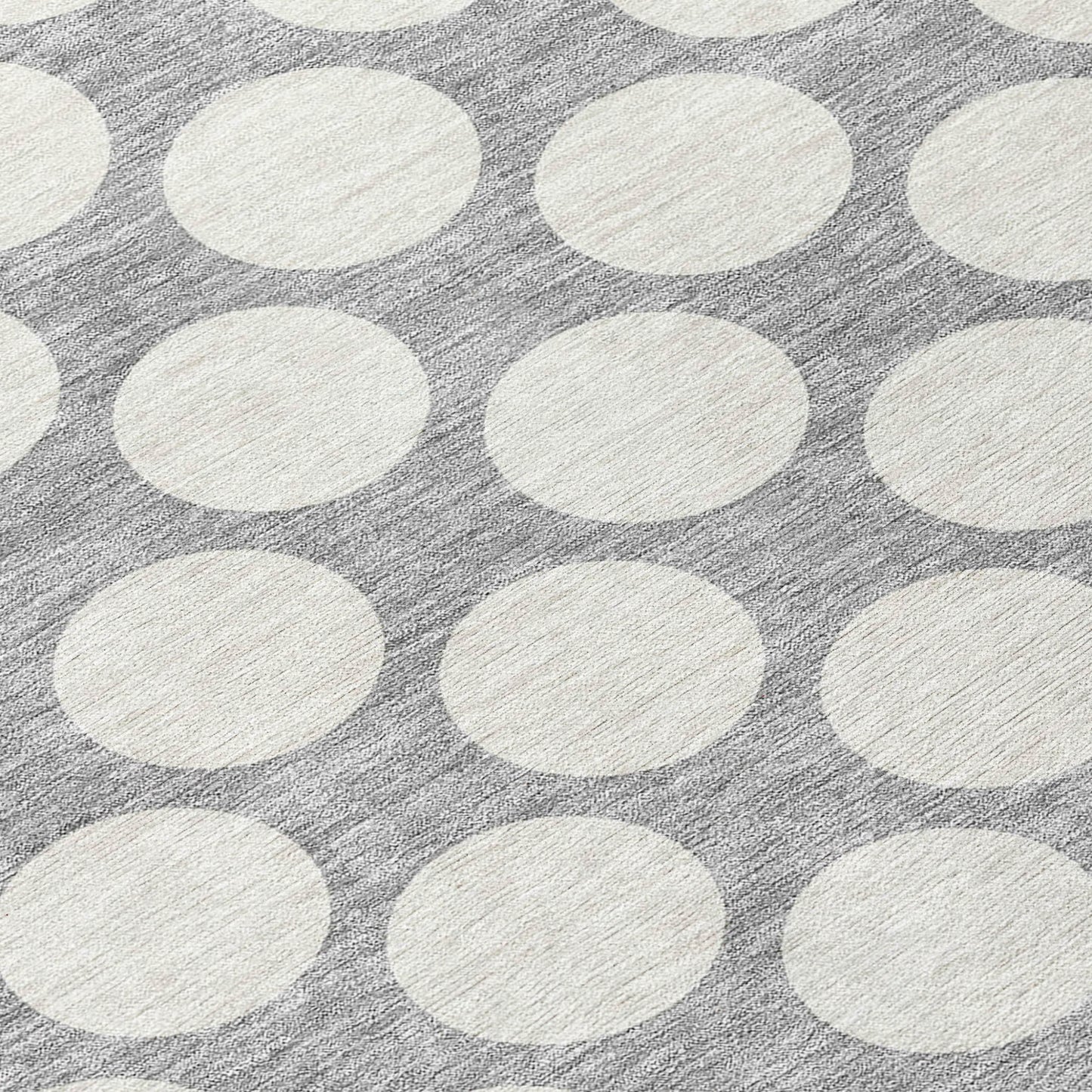 Tabselect Home Line 8' Gray And Silver Round Polka Dot Washable Indoor Outdoor Area Rug