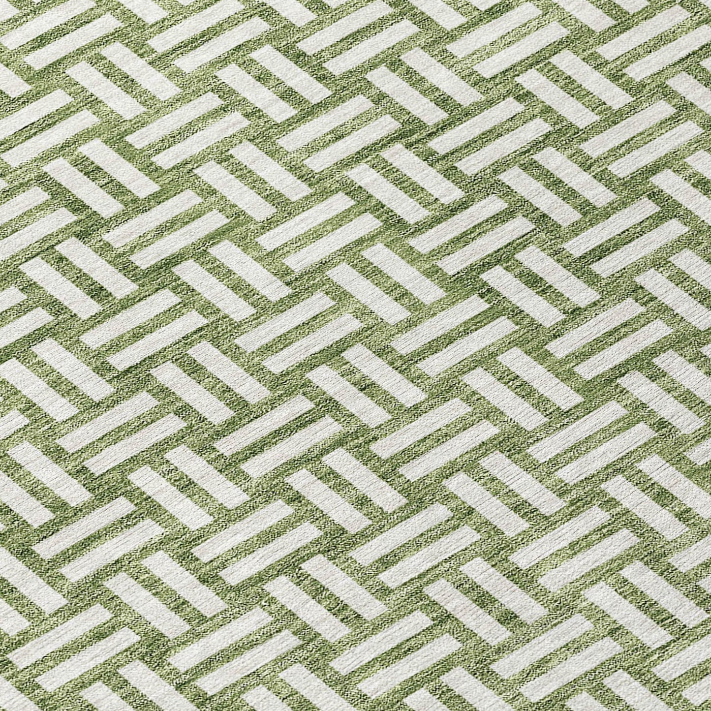 Tabselect Home Line 8' Green And Ivory Round Geometric Washable Indoor Outdoor Area Rug