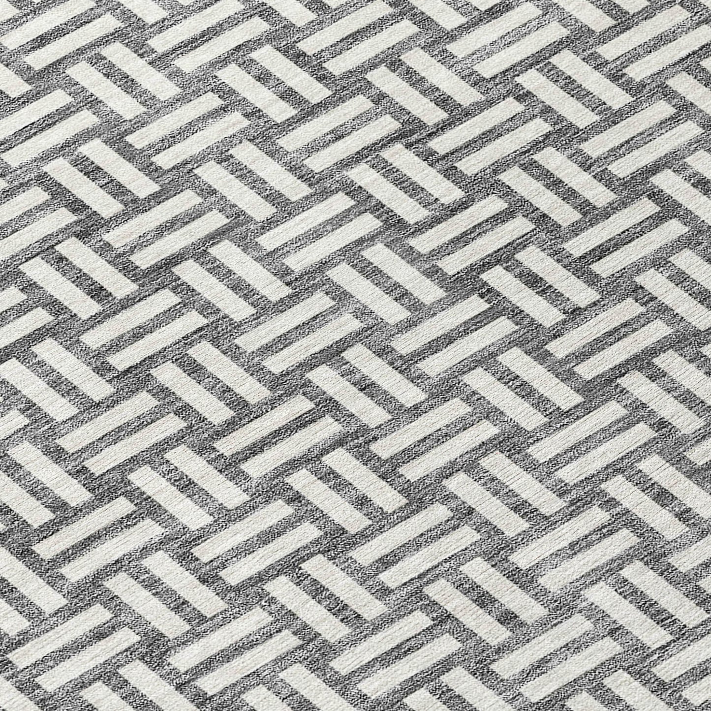 Tabselect Home Line 8' Gray And Ivory Round Geometric Washable Indoor Outdoor Area Rug