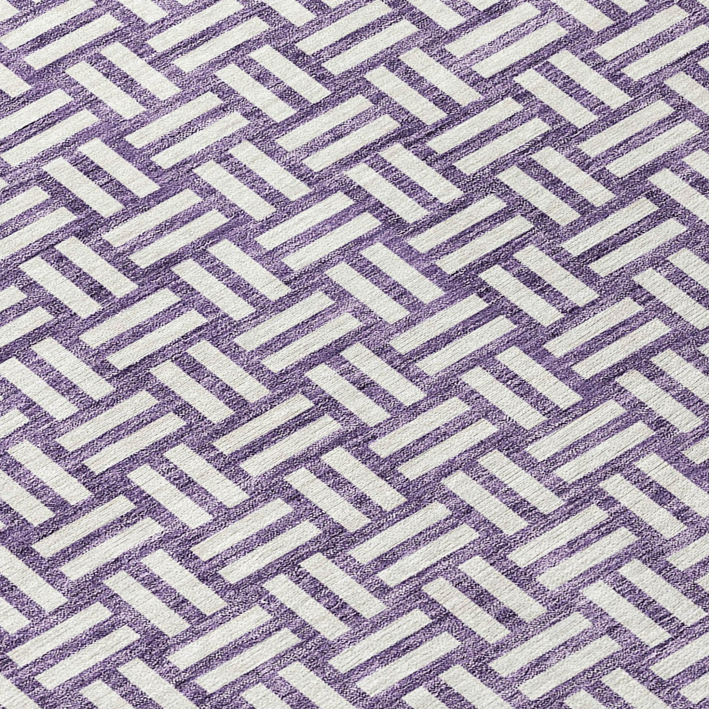 Tabselect Home Line 8' Purple And Ivory Round Geometric Washable Indoor Outdoor Area Rug