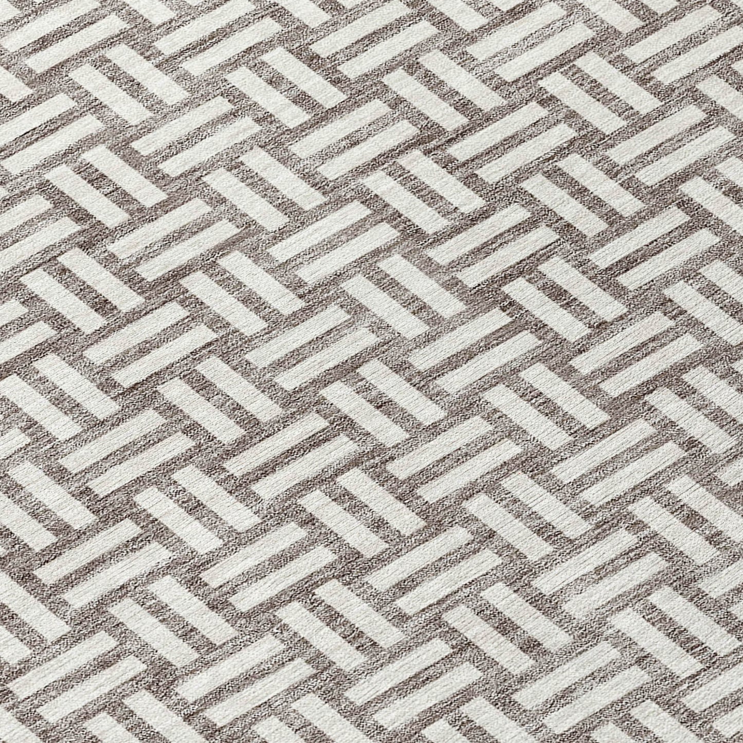 Tabselect Home Line 8' Taupe And Gray Round Geometric Washable Indoor Outdoor Area Rug