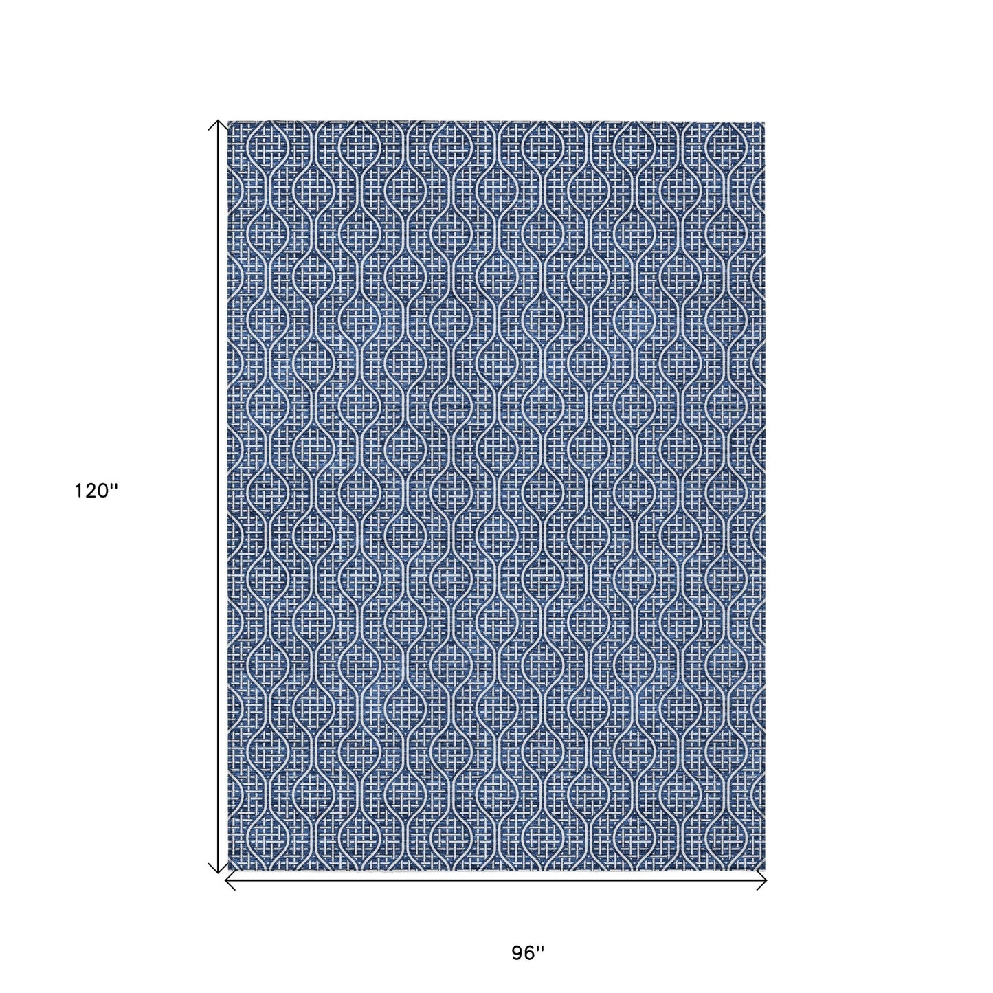Tabselect Home Line 8' X 10' Navy Blue And Ivory Geometric Washable Indoor Outdoor Area Rug
