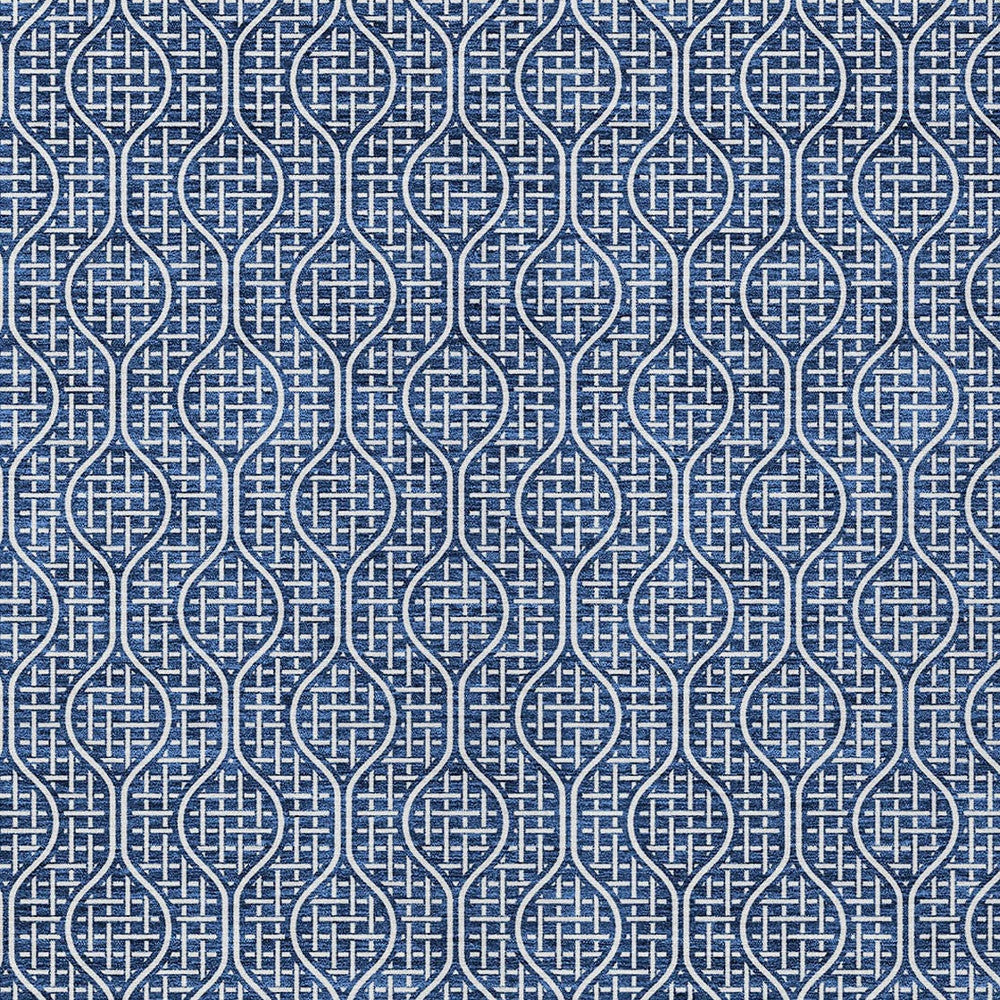 Tabselect Home Line 8' X 10' Navy Blue And Ivory Geometric Washable Indoor Outdoor Area Rug