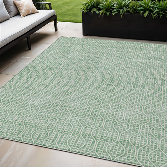 Tabselect Home Line 5' X 8' Sage And Gray Geometric Washable Indoor Outdoor Area Rug