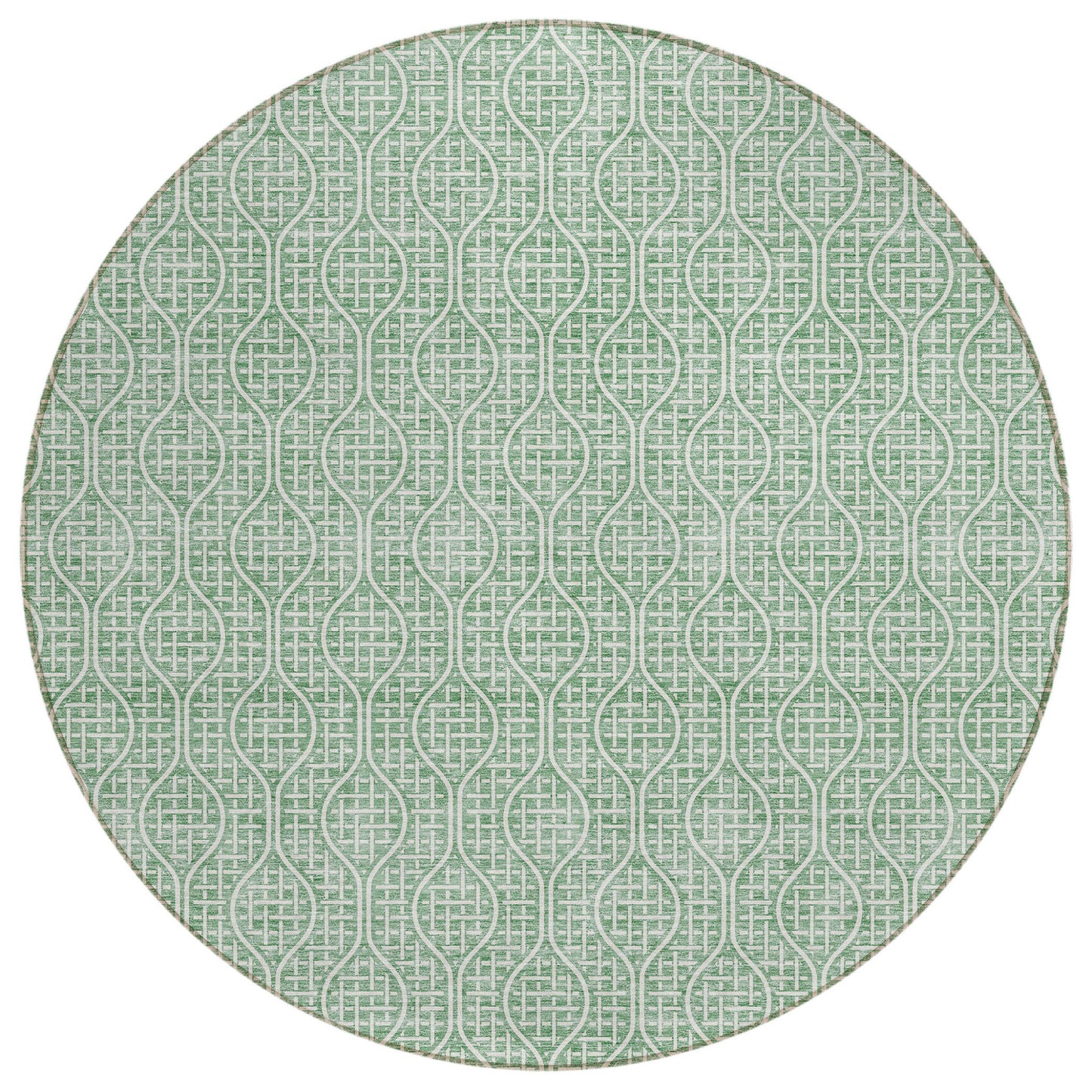 Tabselect Home Line 8' Sage And Gray Round Geometric Washable Indoor Outdoor Area Rug