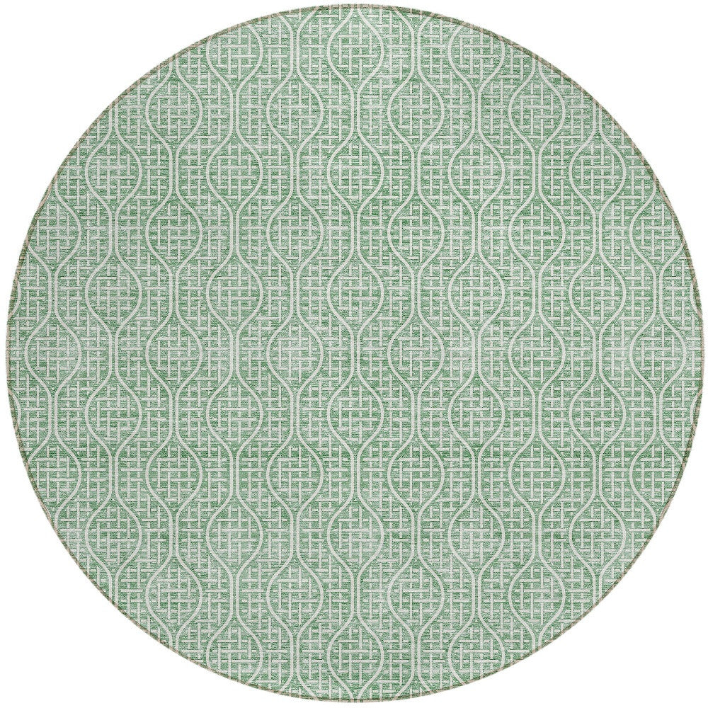 Tabselect Home Line 8' Sage And Gray Round Geometric Washable Indoor Outdoor Area Rug