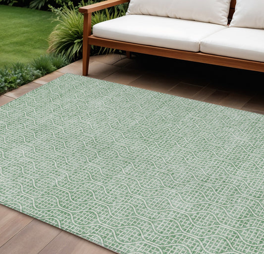 Tabselect Home Line 8' X 10' Sage And Gray Geometric Washable Indoor Outdoor Area Rug