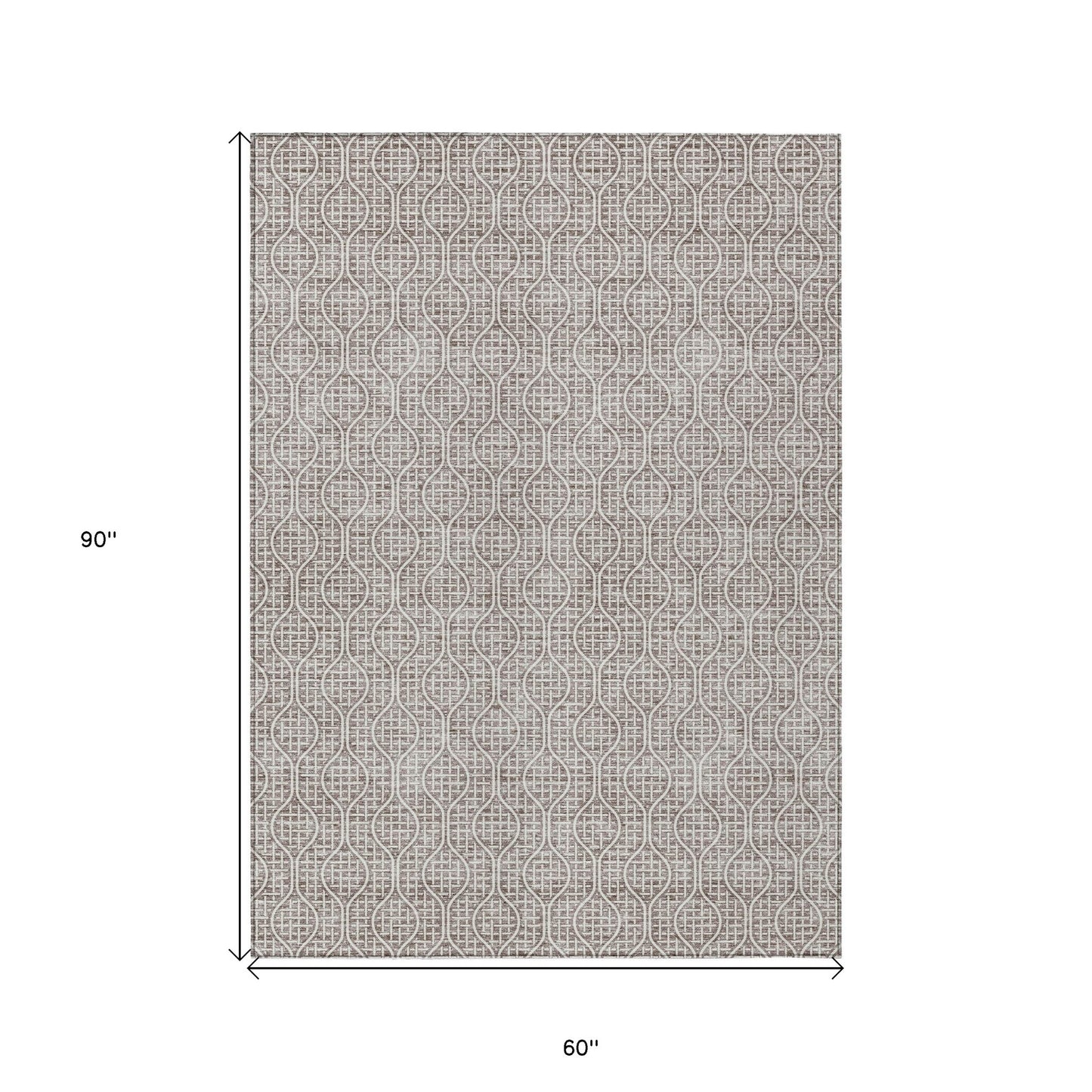 Tabselect Home Line 5' X 8' Taupe And Beige Geometric Washable Indoor Outdoor Area Rug