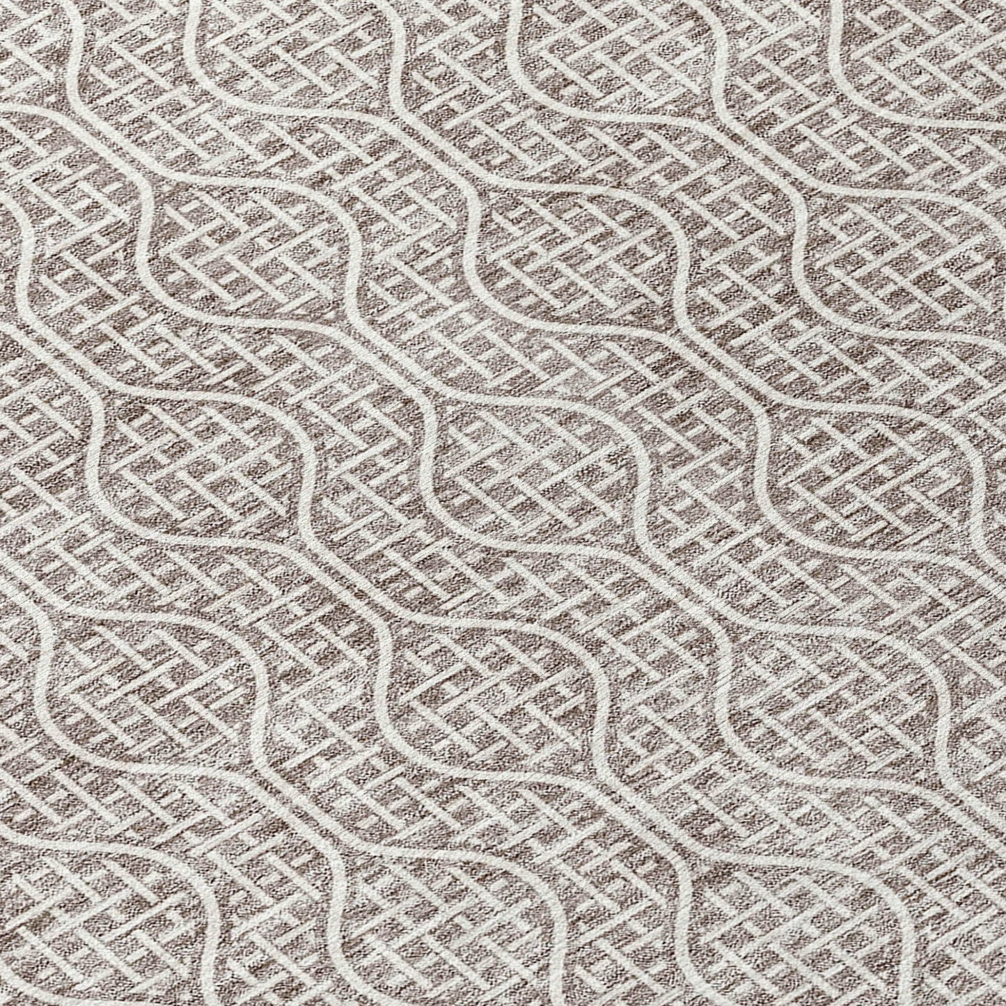 Tabselect Home Line 8' Taupe And Beige Round Geometric Washable Indoor Outdoor Area Rug