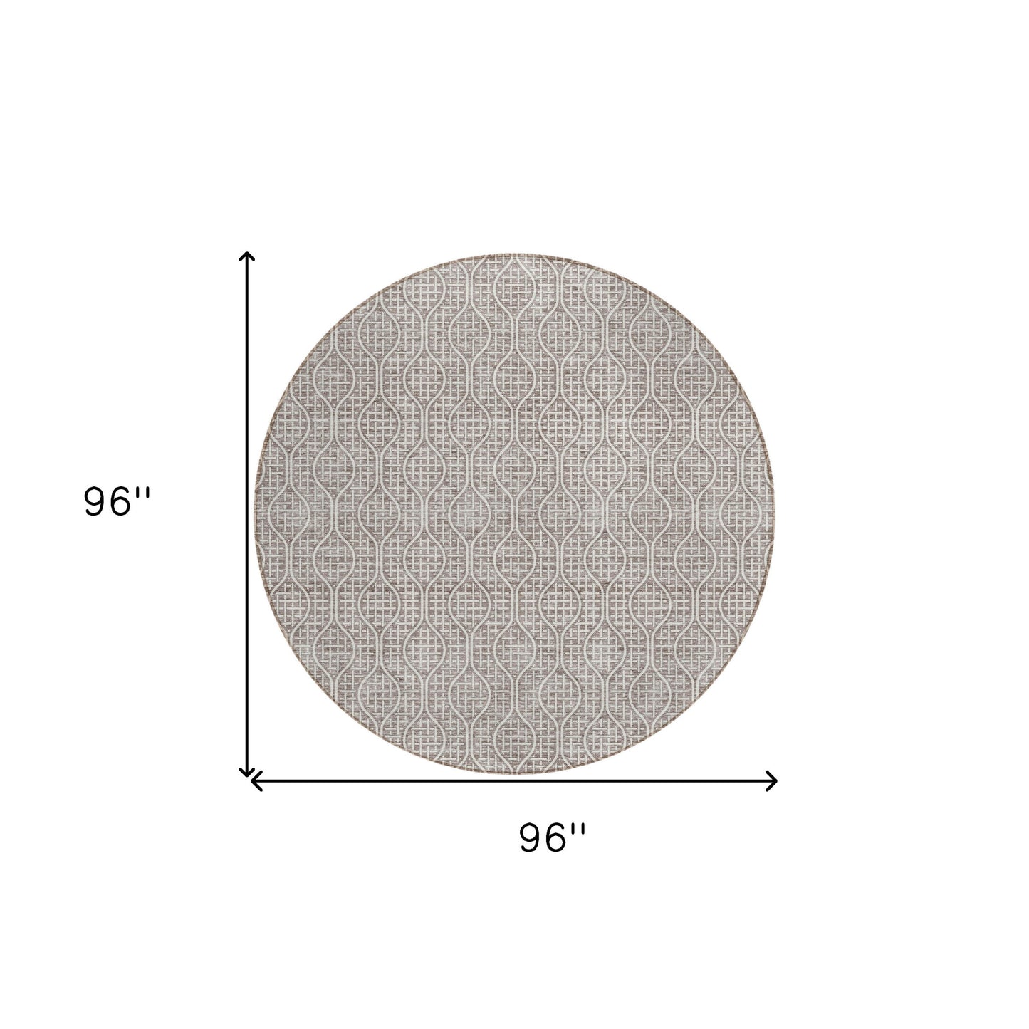 Tabselect Home Line 8' Taupe And Beige Round Geometric Washable Indoor Outdoor Area Rug