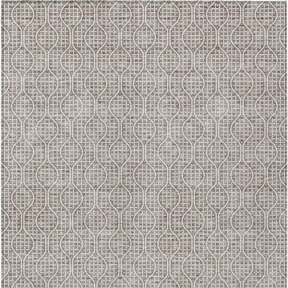 Tabselect Home Line 8' X 10' Taupe And Beige Geometric Washable Indoor Outdoor Area Rug