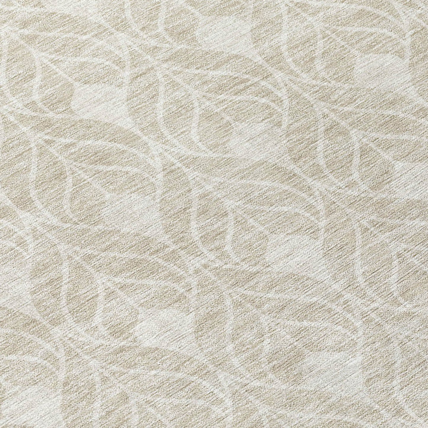 Tabselect Home Line 8' Beige And Ivory Round Geometric Washable Indoor Outdoor Area Rug