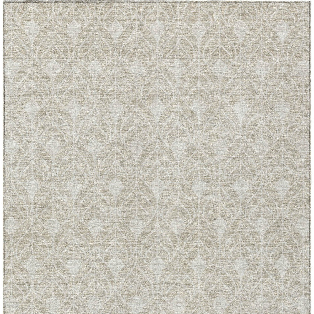 Tabselect Home Line 8' X 10' Beige And Ivory Geometric Washable Indoor Outdoor Area Rug