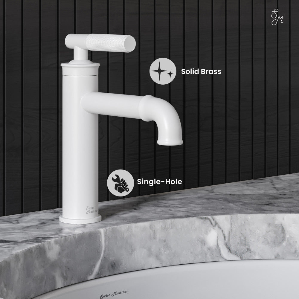 Swiss Madison Avallon Single Hole, Single-Handle Sleek, Bathroom Faucet in Matte White