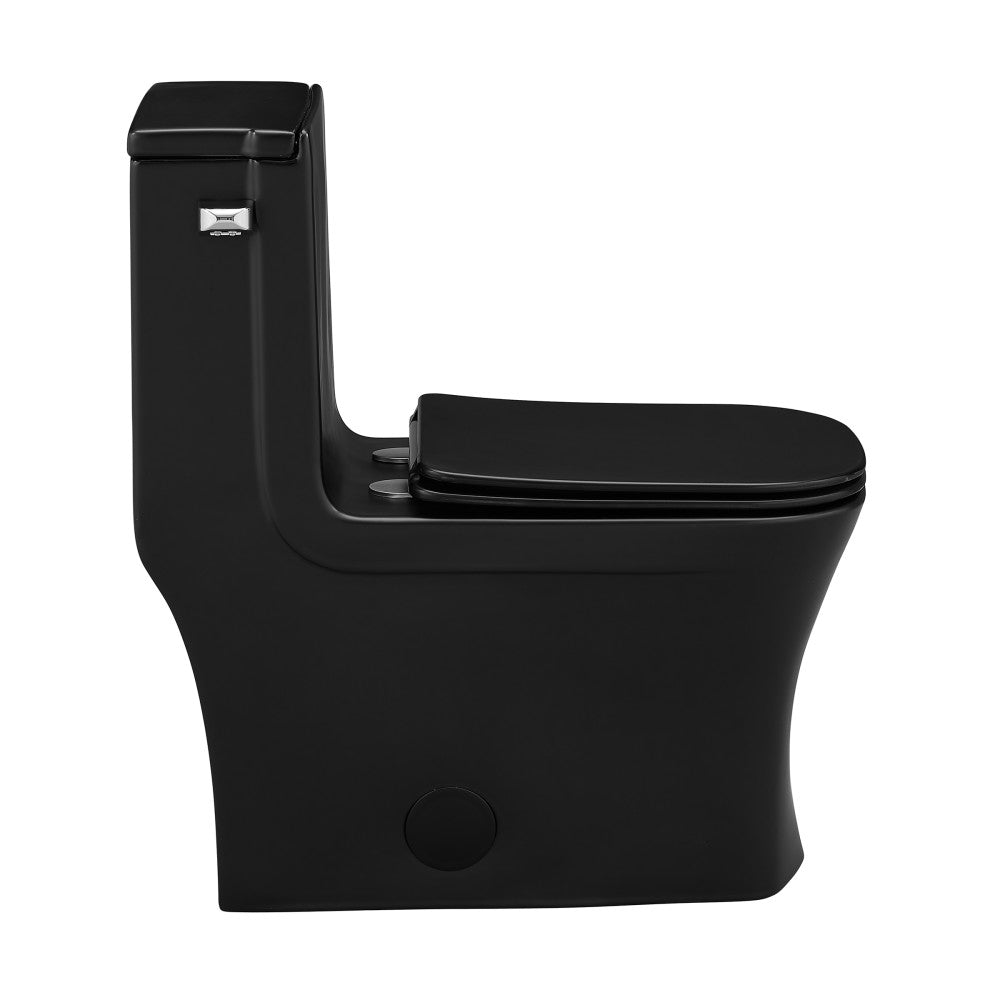 Swiss Madison Concorde One-Piece 12" Rough-in 1.28 GPF Left-Hand Flush Square Toilet in Matte Black