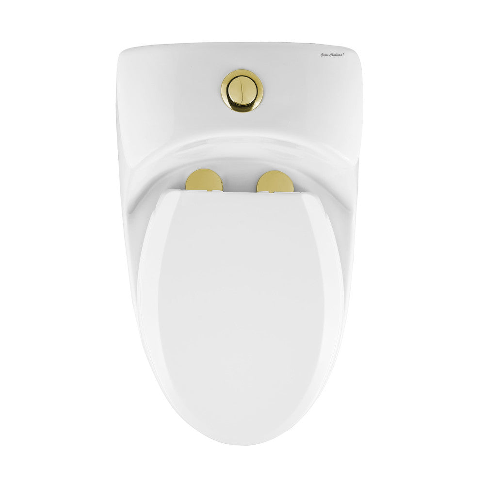 Swiss Madison Chateau One Piece Elongated Toilet Dual Flush, Brushed Gold Hardware 1.1/1.6 gpf