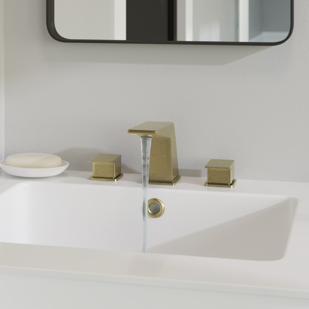 Swiss Madison Carre 8 in. Widespread, 2-Handle, Bathroom Faucet in Brushed Gold