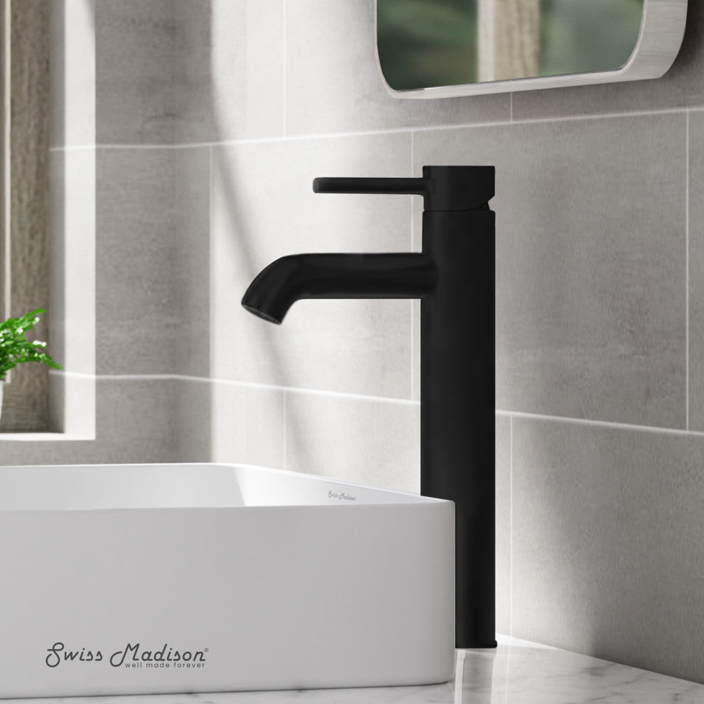 Swiss Madison Ivy Single Hole, Single-Handle, High Arc Bathroom Faucet in Matte Black