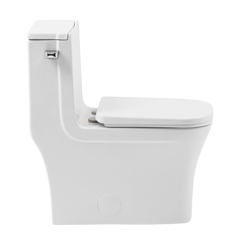 Swiss Madison Concorde One-Piece 12" Rough-in 1.28 GPF Left-Hand Flush Square Toilet in Glossy White