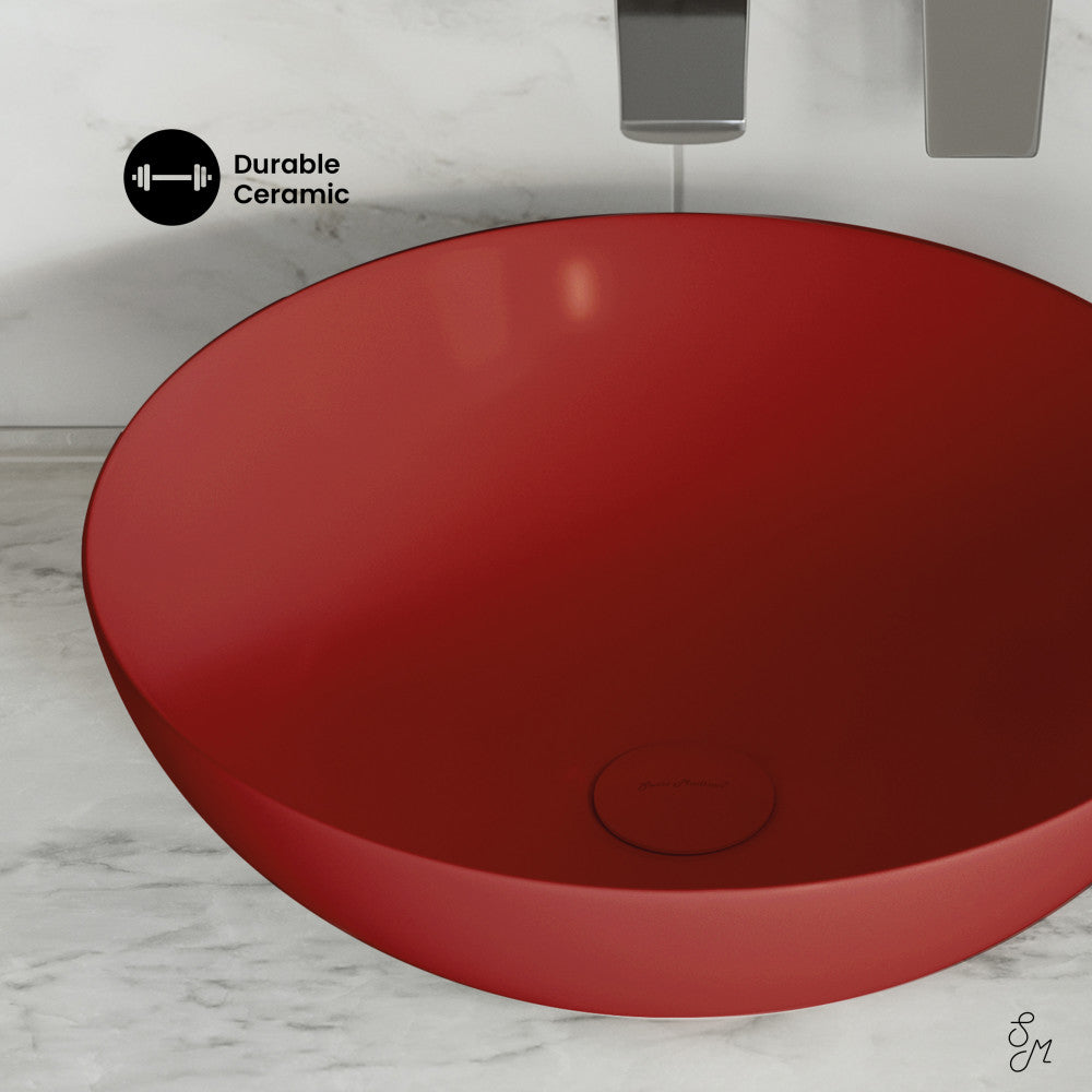 Swiss Madison Classe 16 Ceramic Sink in Matte Red