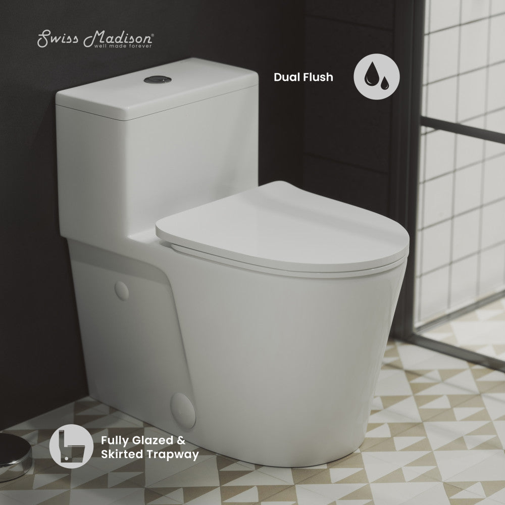 Swiss Madison Arles One-Piece Elongated Toilet Vortex Dual-Flush 0.8/1.18 gpf
