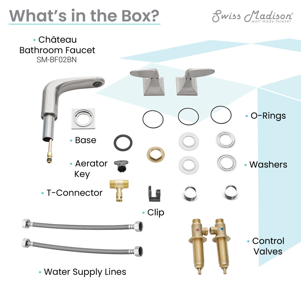 Swiss Madison Chateau 8 in. Widespread, 2-Handle, Bathroom Faucet in Brushed Nickel