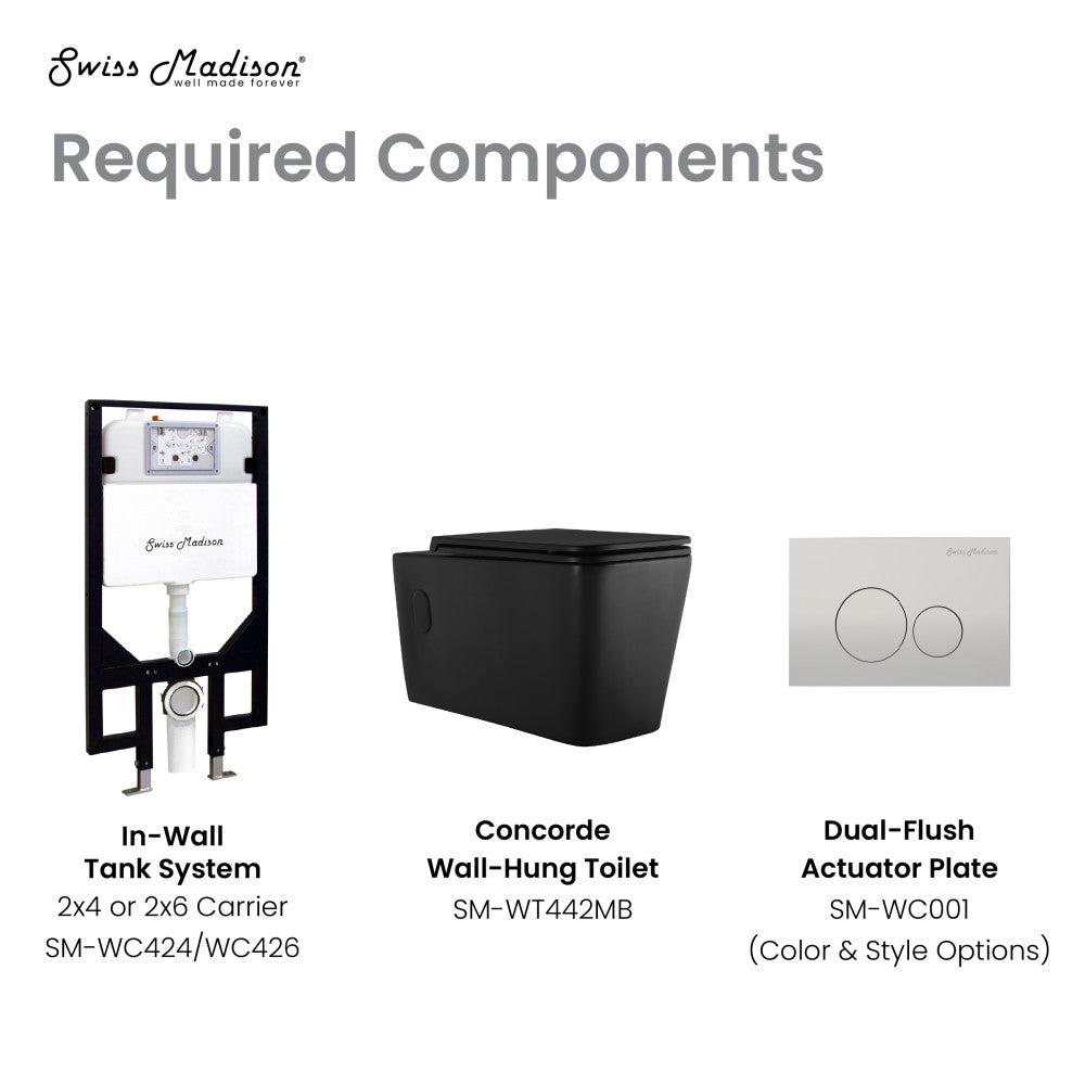 Swiss Madison Concorde Wall Hung Toilet Bowl, Matte Black