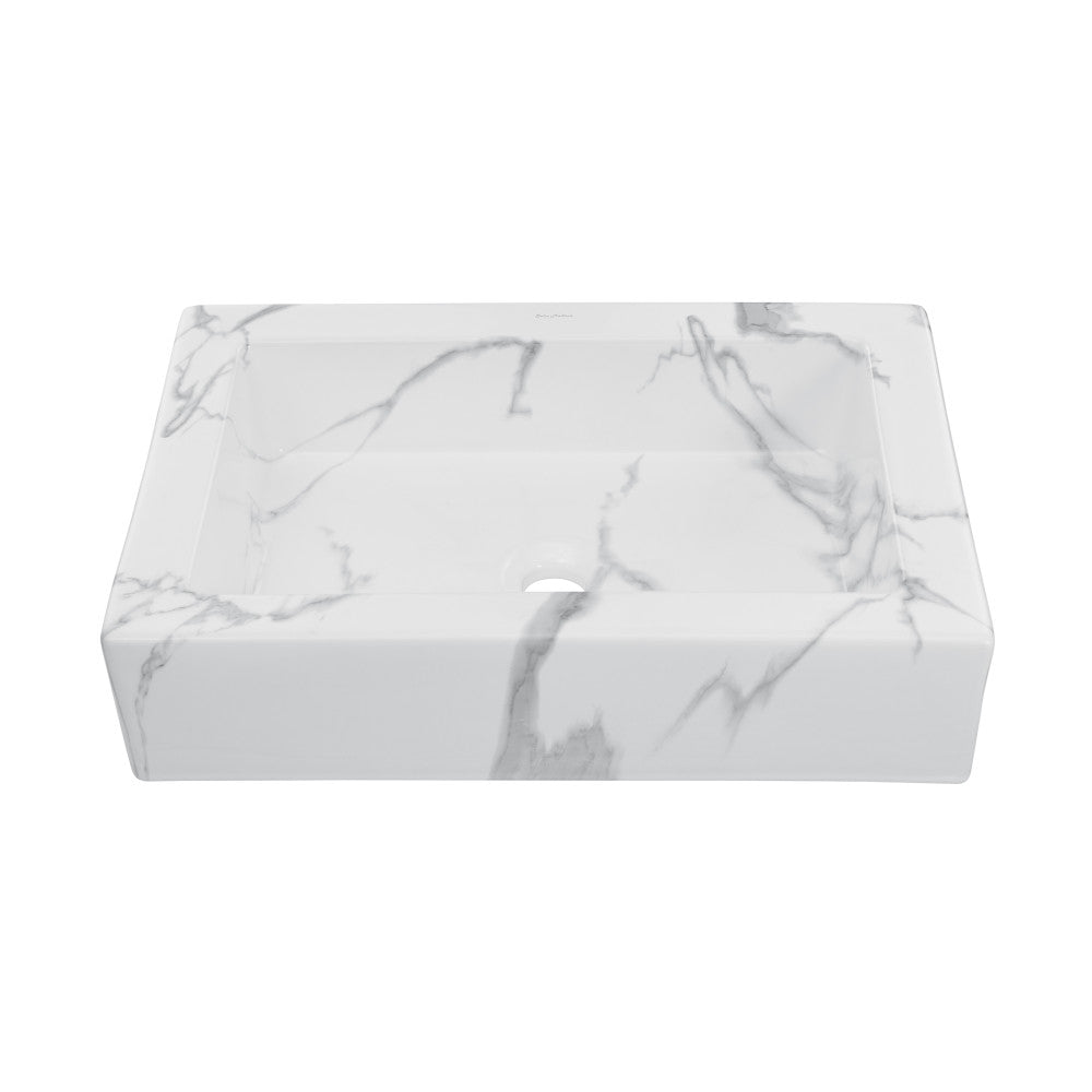 Swiss Madison Voltaire 22" Ceramic Vessel Bathroom Sink in White Marble
