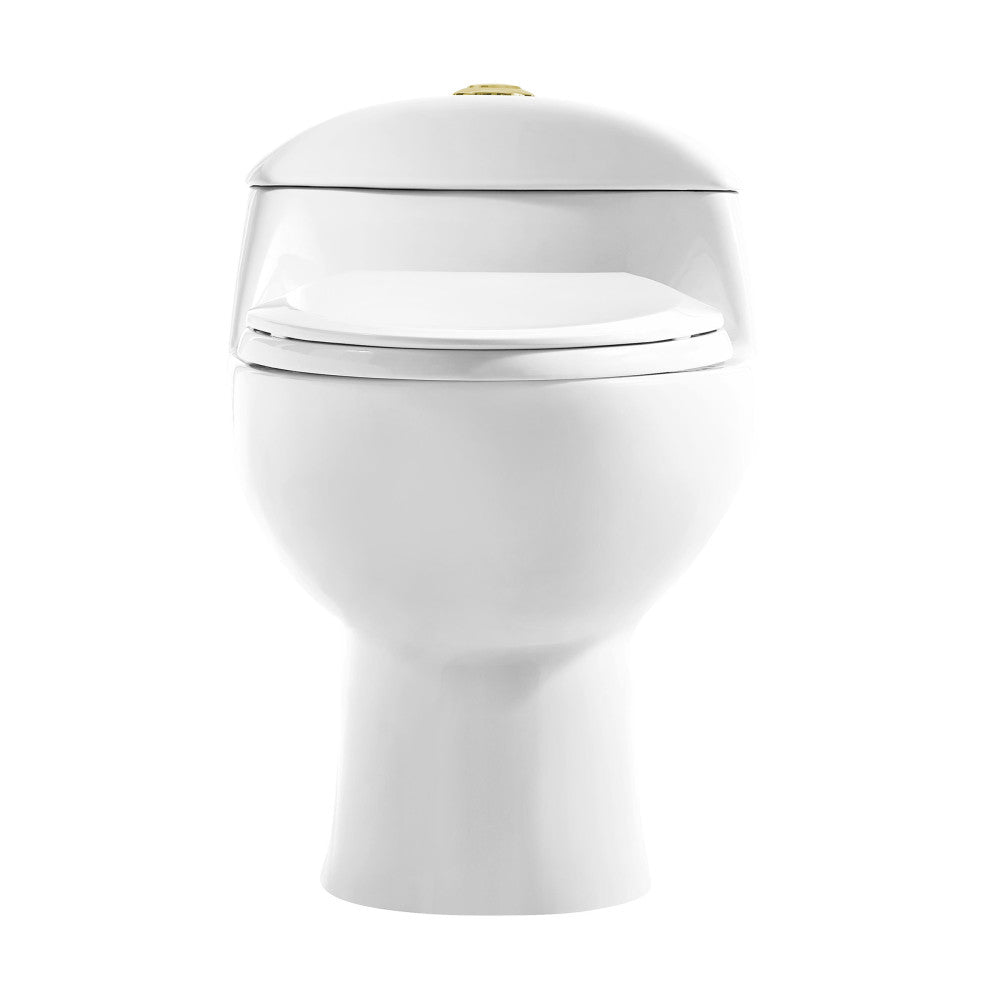 Swiss Madison Chateau One Piece Elongated Toilet Dual Flush, Brushed Gold Hardware 1.1/1.6 gpf