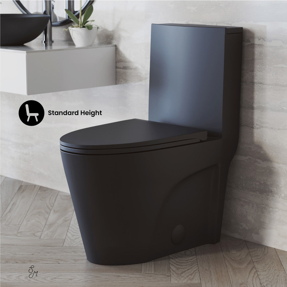 Swiss Madison St. Tropez One-Piece 14" Rough-in 1.28 GPF Left Flush Elongated Toilet in Matte Black