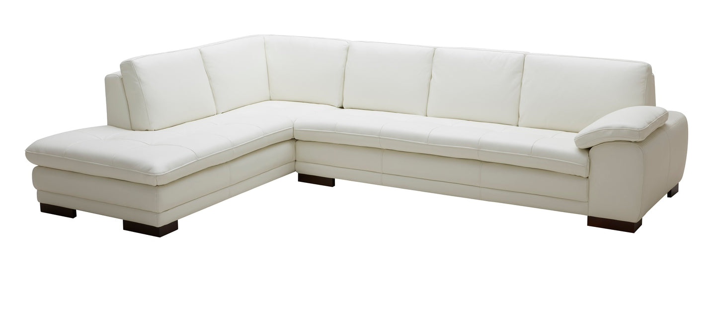 J&M Furniture 625 Italian Leather Sectional White in Left Hand Facing