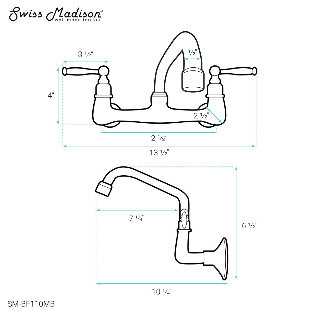 Swiss Madison Loire Wall-Mounted Faucet in Matte Black