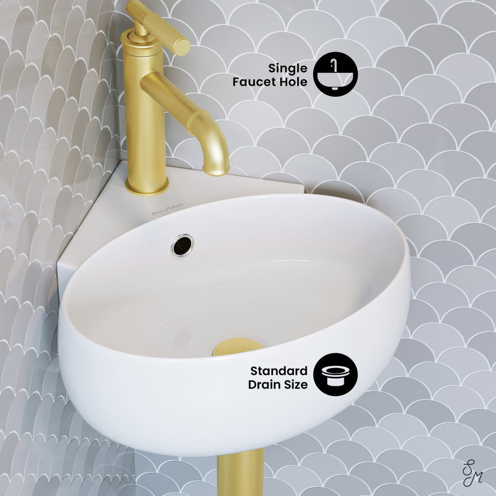 Swiss Madison Plaisir Corner Wall Hung Sink