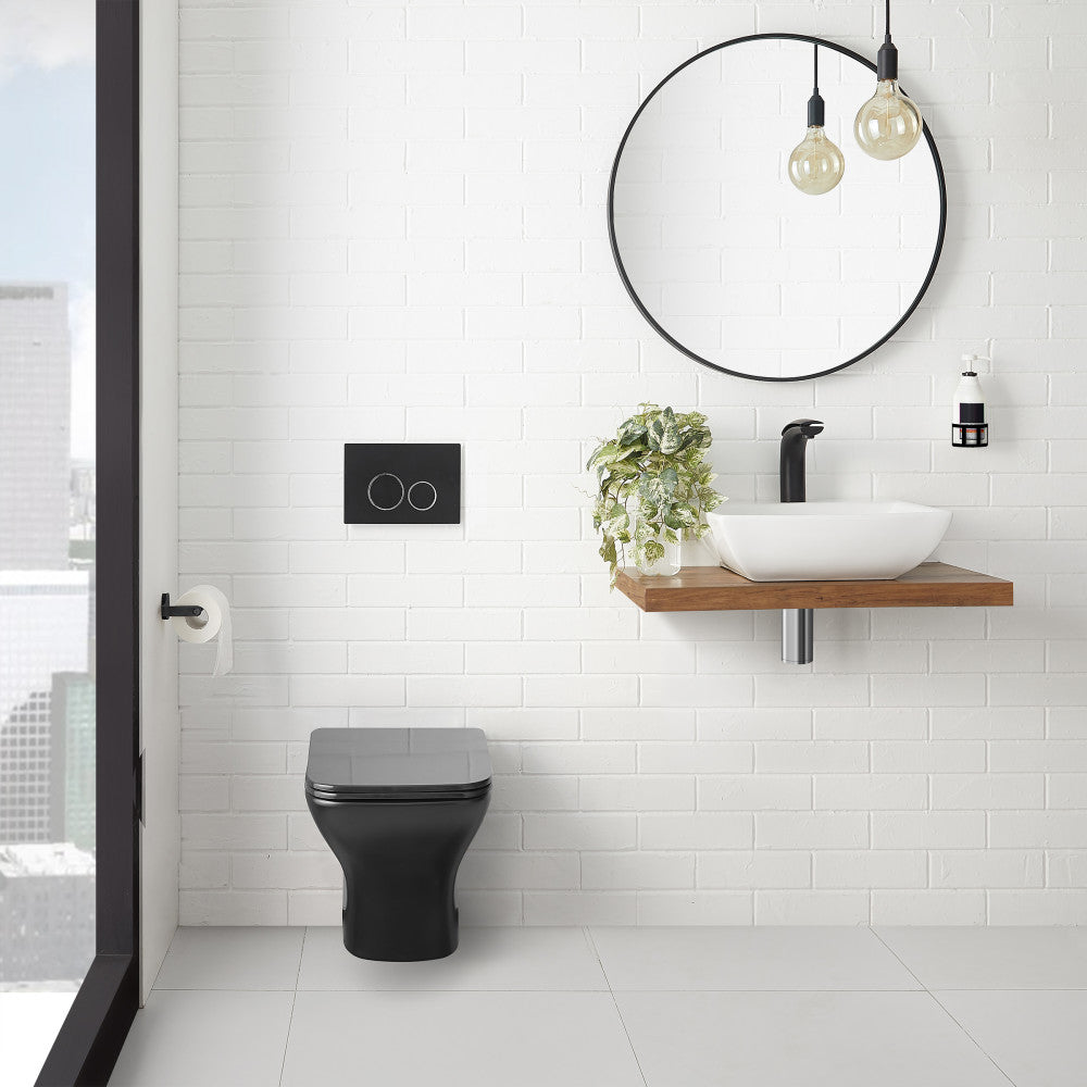 Swiss Madison Carre Wall-Hung Elongated Toilet Bowl in Matte Black