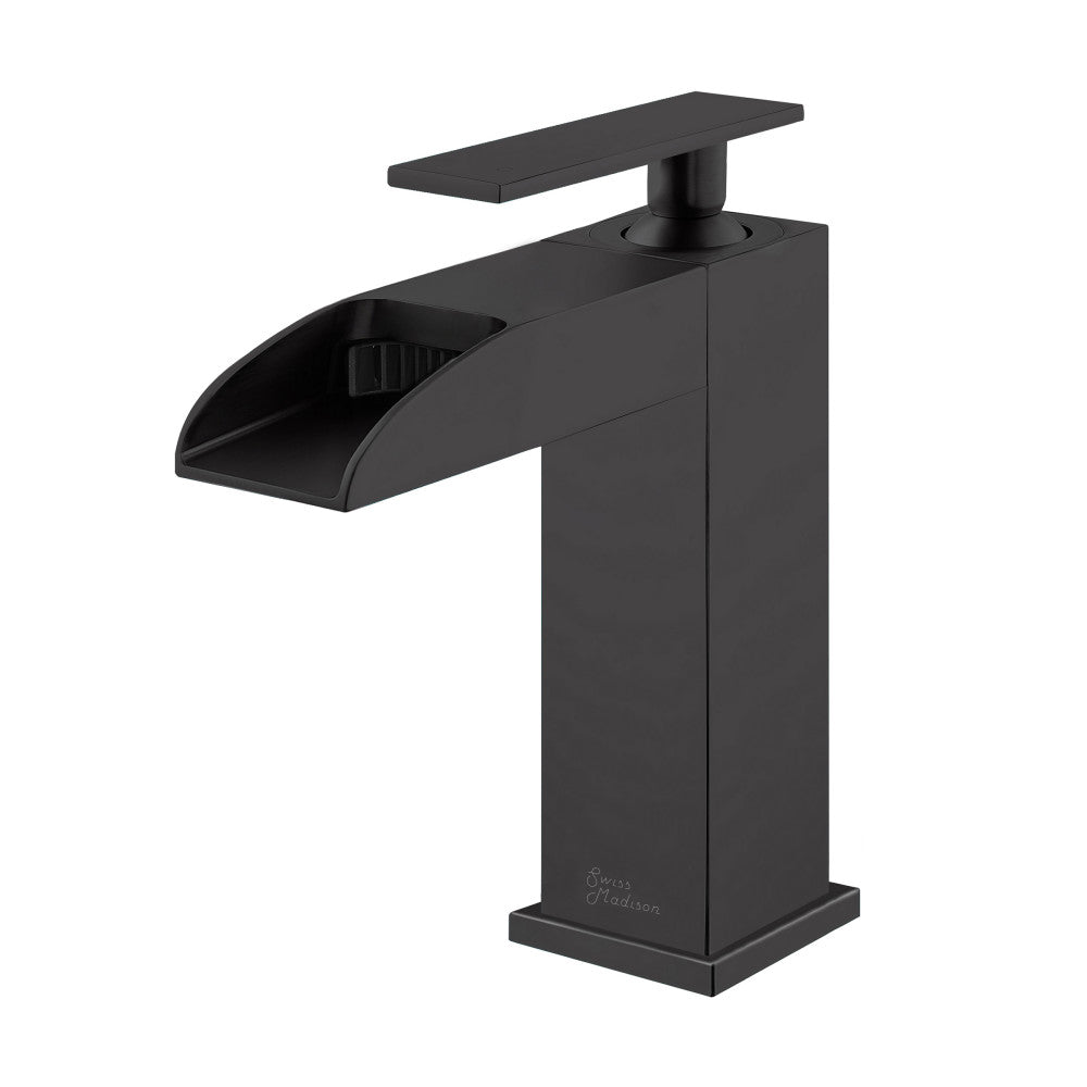 Swiss Madison Concorde Single Hole, Single-Handle, Waterfall Bathroom Faucet in Matte Black