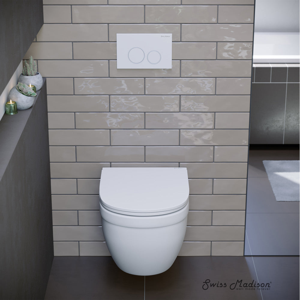 Swiss Madison Ivy Wall-Hung Elongated Toilet Bowl Only in Matte White