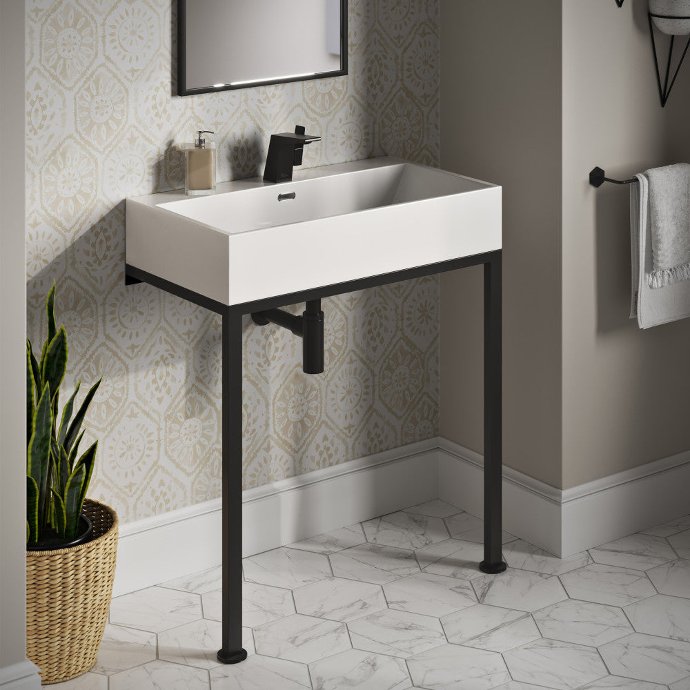 Swiss Madison Concorde 30" Rectangle Console Sink with Matte Black Legs