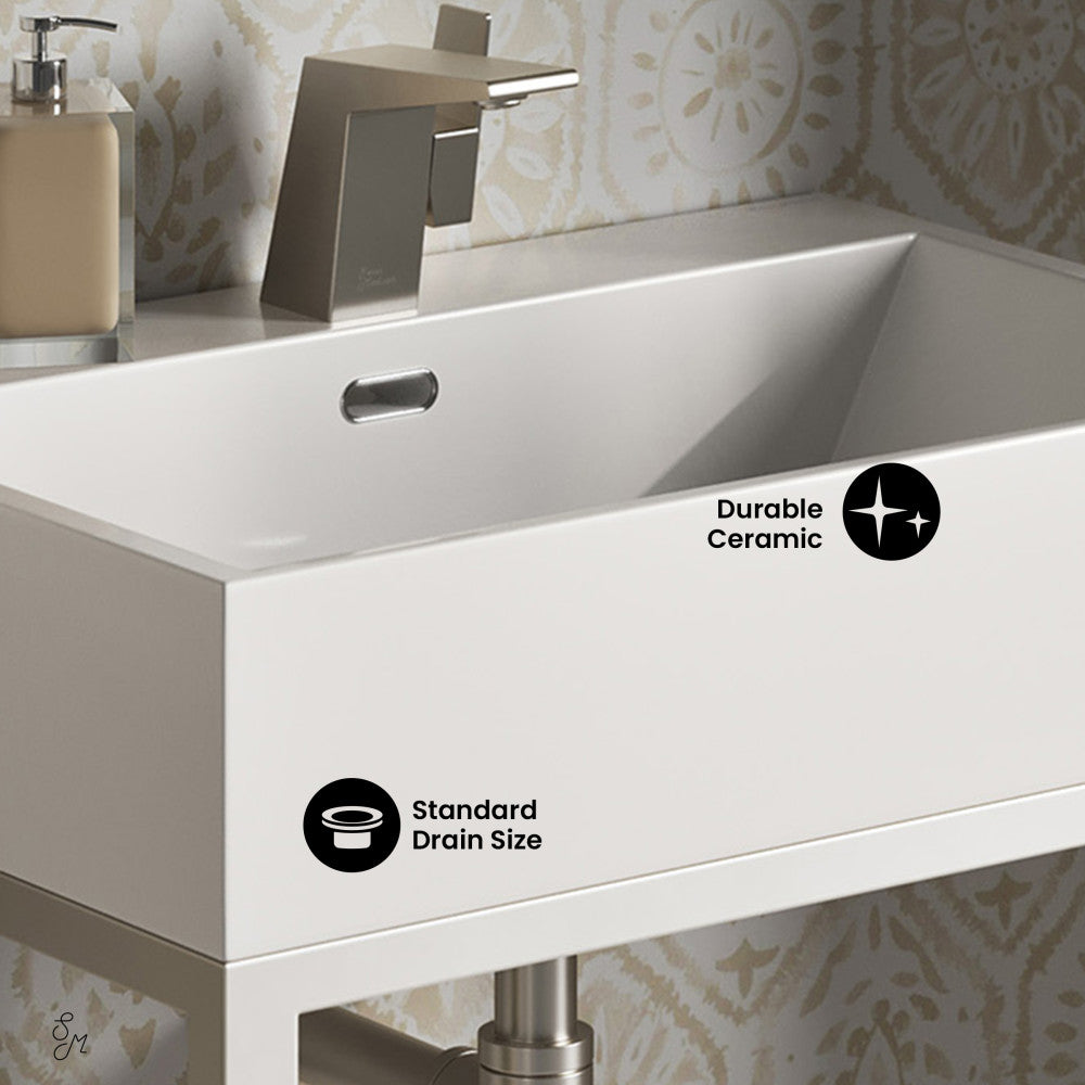 Swiss Madison Concorde 24" Rectangle Console Sink with Matte Silver Legs