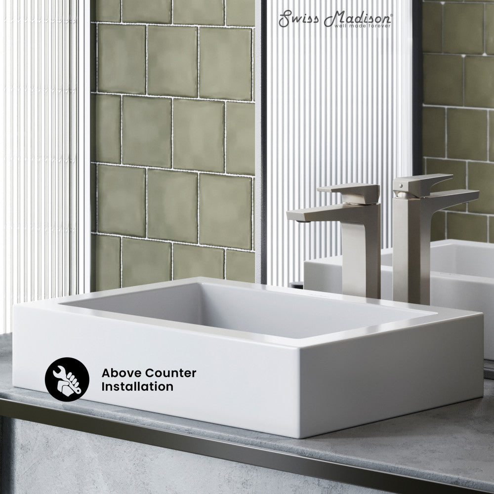 Swiss Madison Voltaire Ceramic Rectangle Vessel Sink