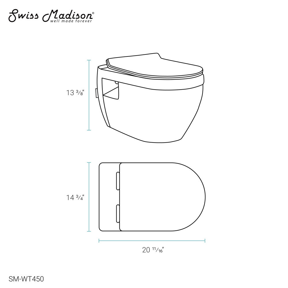 Swiss Madison Swiss Madison Well Made Forever SM-WK450-01C - Ivy Wall Hung Elongated Toilet Bundle, Glossy White