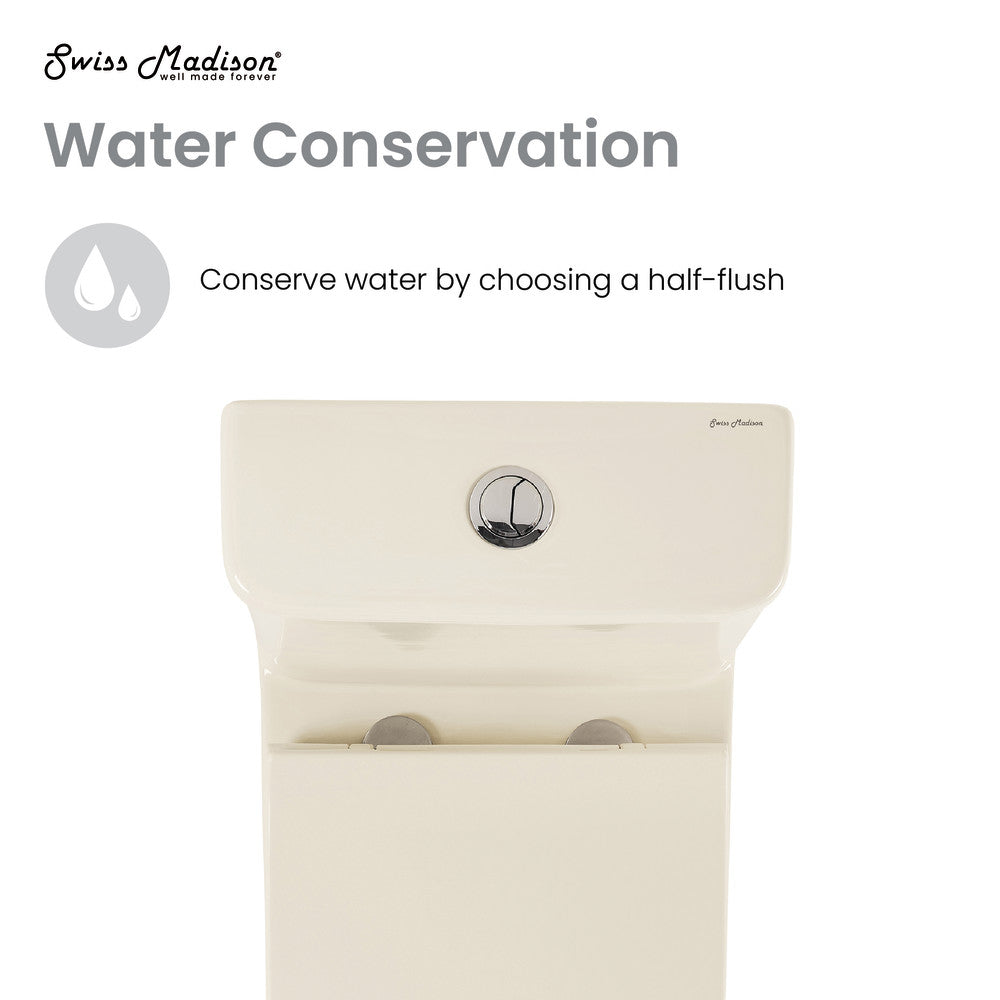 Swiss Madison Carre One Piece Square Toilet Dual Flush 1.1/1.6 gpf in Bisque